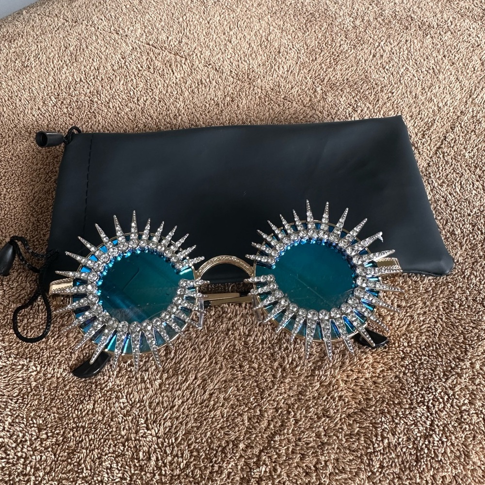 Blue and Silver Spiked Sunglasses